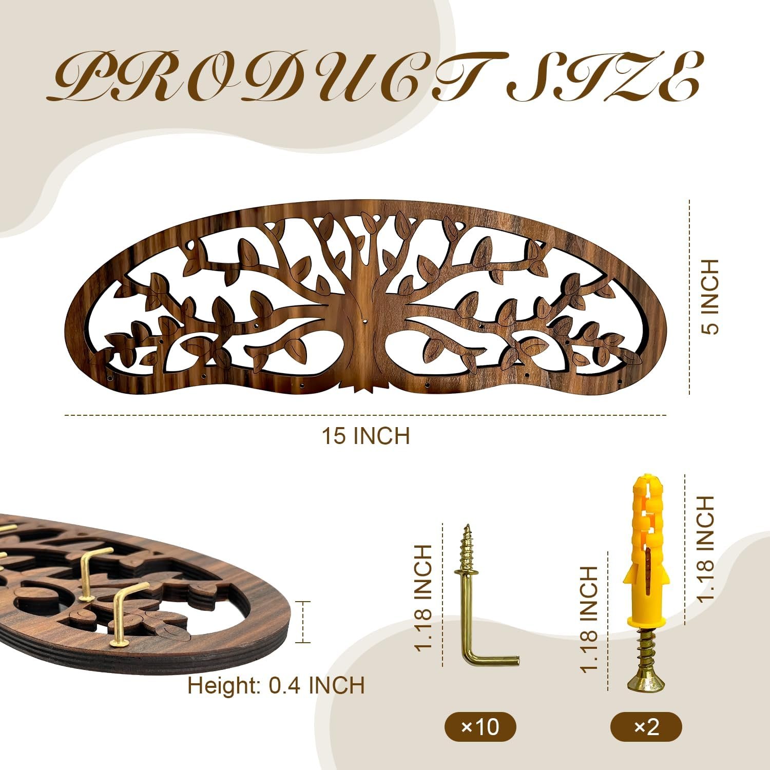 Herb Drying Rack - Wall Mounted Tree Design Holds 11 Bouquets, Space Saving Kitchen Herb & Flower Dryer, Rustic Wooden Hanging Decor for Gardeners, Crafters (dark brown) - Image 2