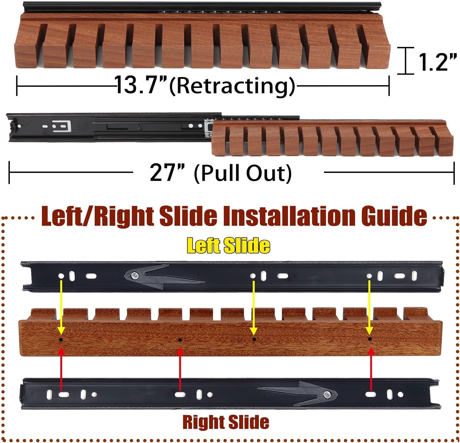 Premium Walnut Wood Belt Organizer with Sliding System - 12-Belt Heavy-Duty Belt Holder, Wall-Mounted Belt Hanger for Closet, Space Saving Storage & Elegant Father’s Day Gift - Image 2